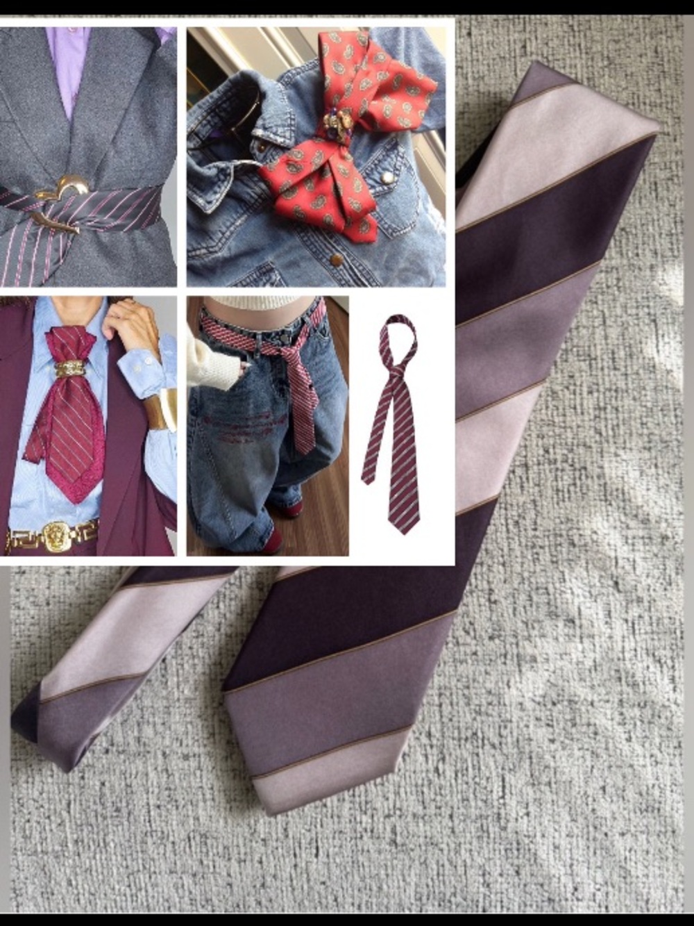 Silk Men's Diagonal Stripe Purple Tie